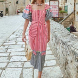 Hunter Bell Lucy Dress with bold color block striped pattern